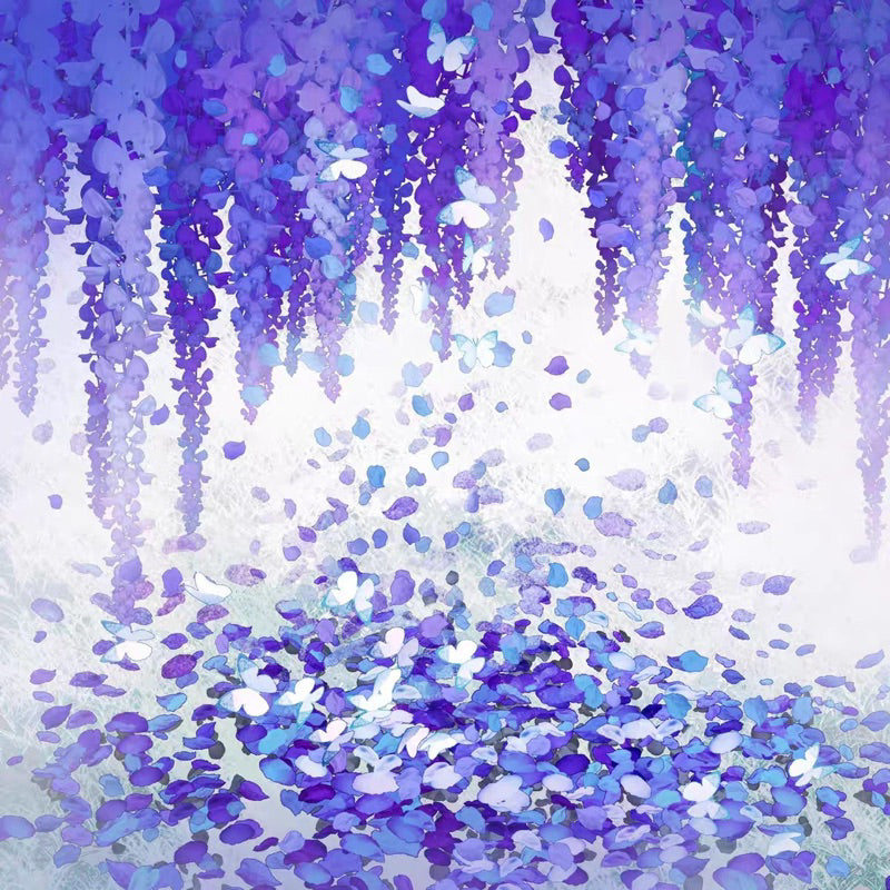 Procreate 40 บรัชดอกวิสทีเรีย กลีบดอก หญ้า ผีเสื้อ