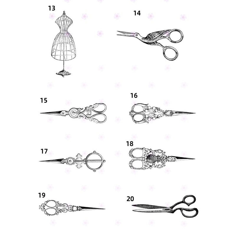 Procreate 20 บรัชเซต Vintage Tailor จักรเย็บผ้า หุ่น กรรไกร