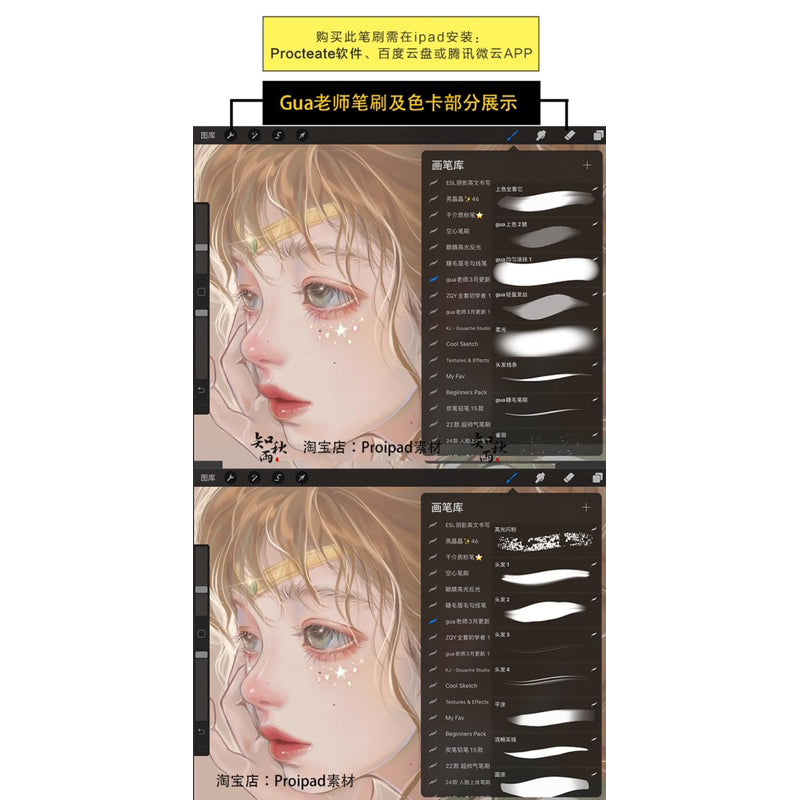 Procreate Set บรัชวาด portrait + พาเลทสี