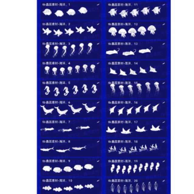 Procreate/Ps 40 บรัชสัตว์ทะเล