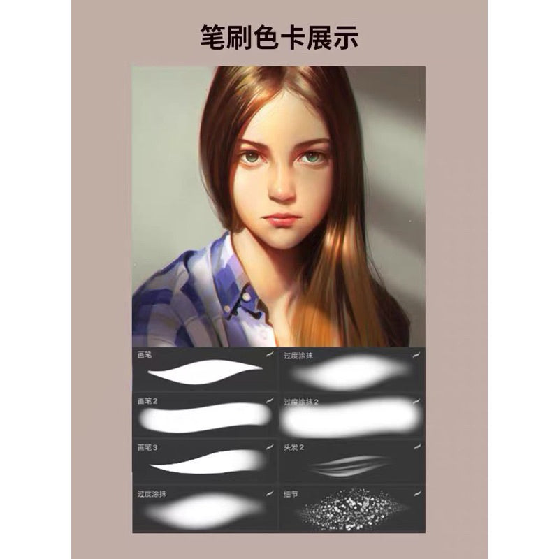 Procreate บรัช Portrait realistic + พาเลทสีผิว (a106)