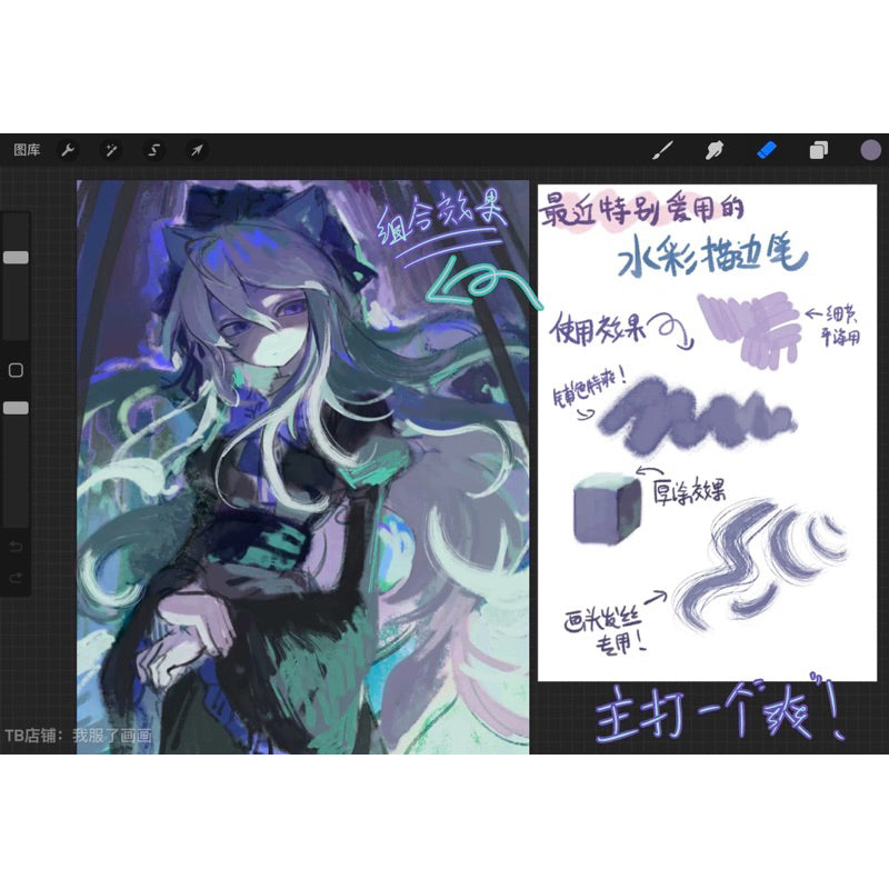 Procreate บรัช anime two-color painting