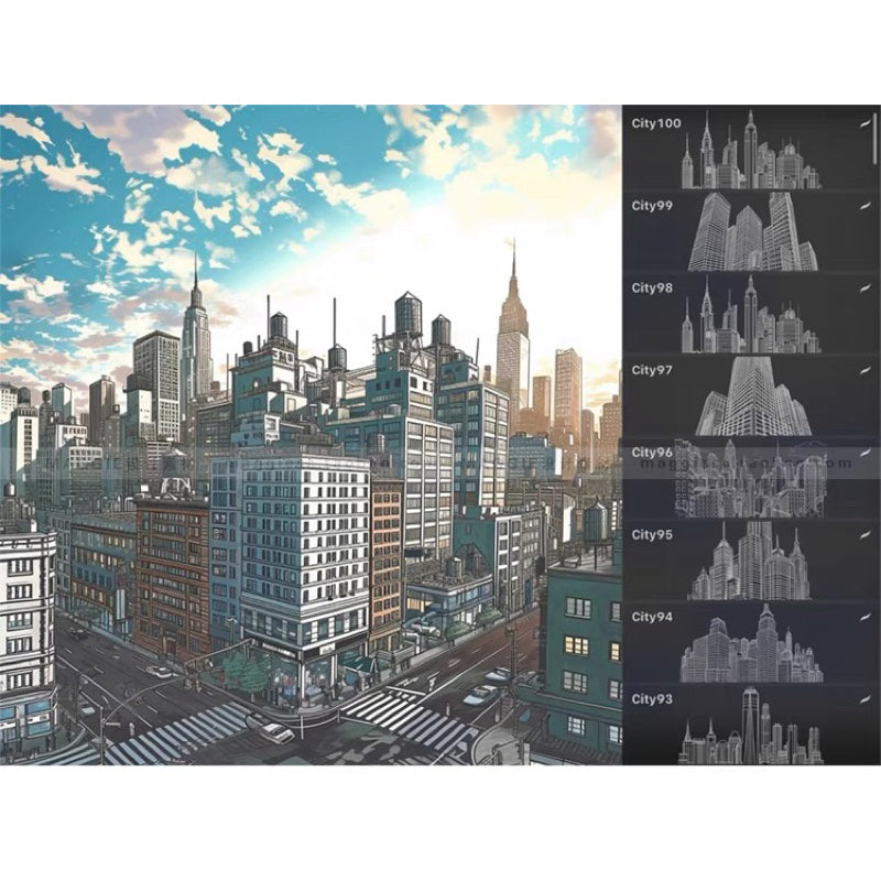 Procreate 100 บรัช Urban Landscape
