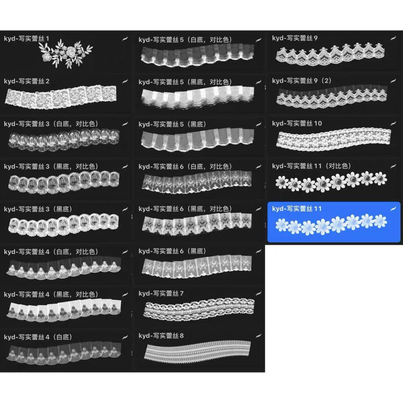 Procreate 21 บรัช retro realistic lace