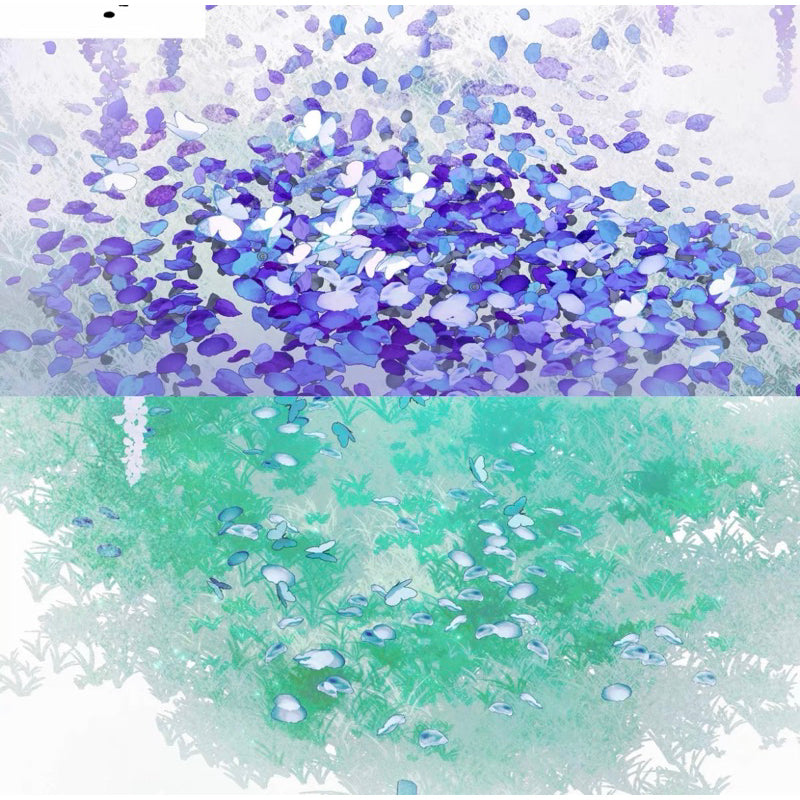 Procreate 40 บรัชดอกวิสทีเรีย กลีบดอก หญ้า ผีเสื้อ