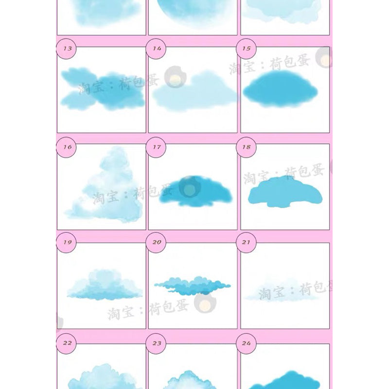 [Ps/Procreate] 30 white cloud sky brushes