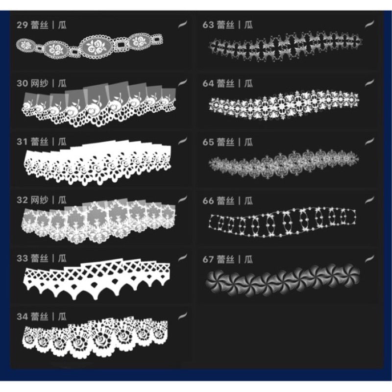 Procreate/Ps] ลายผ้าลูกไม้ 67 บรัช