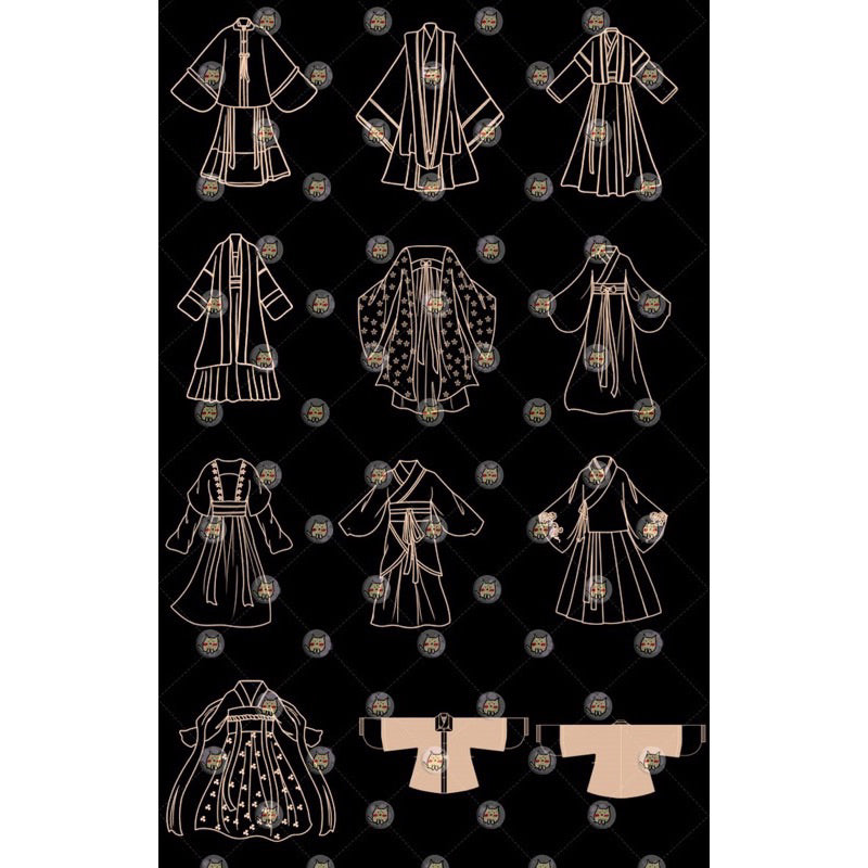 [Procreate/Ps] 46 บรัชชุดฮั่นฝู่