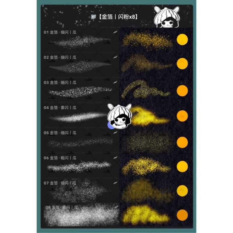 [Procreate] Gold Foil 39 บรัช + พาเลทสี