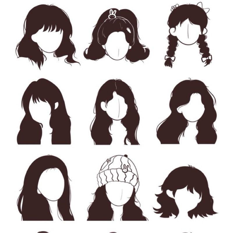 [Procreate] 58 Portrait painting set ทรงผมผู้หญิง