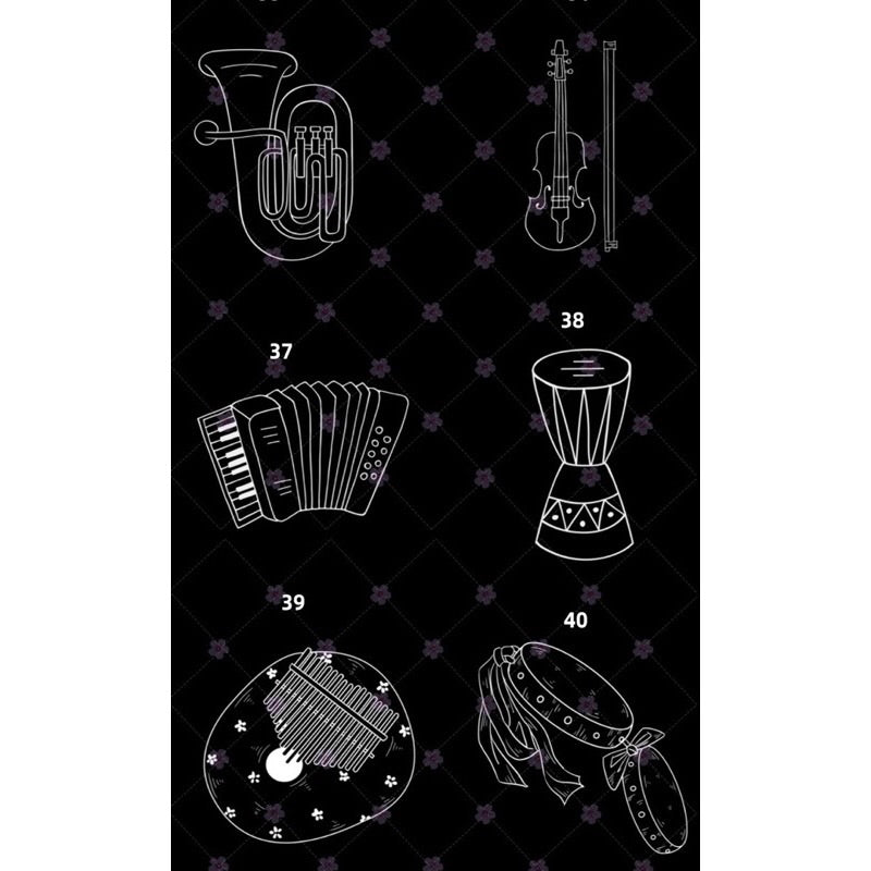 [Procreate/Ps] 52 บรัชเครื่องดนตรีสากล