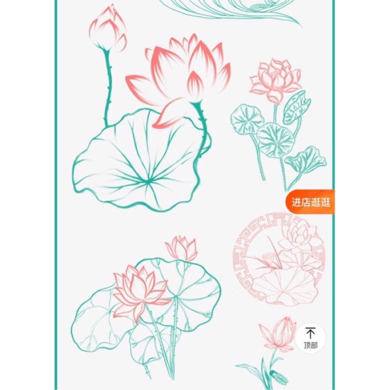 Procreate/Ps 30 Lotus Line Drawing Brush