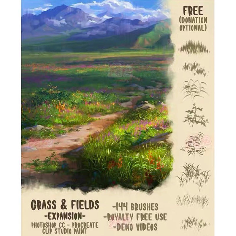 Procreate/Ps 144 บรัชหญ้า สนามหญ้า