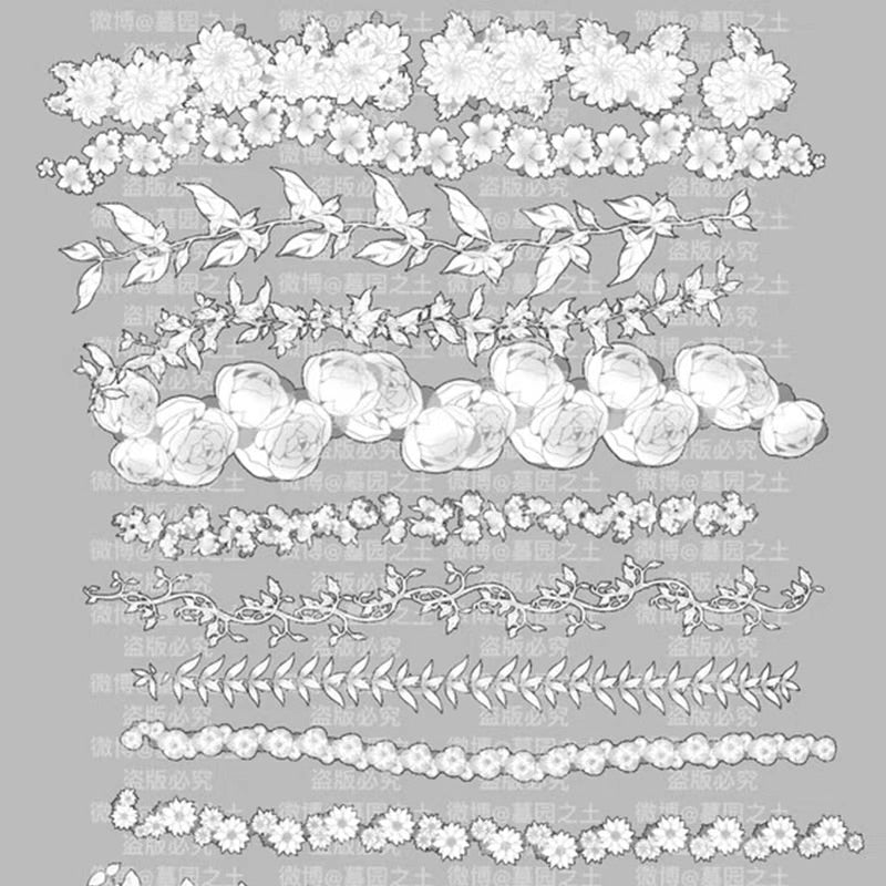 Procreate 25 บรัช Classical flower chain