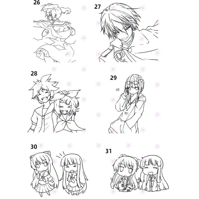 Procreate/Ps 100 บรัชตัวการ์ตูนอนิเมะ (ba2)