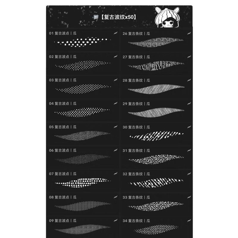 [Procreate/Ps] 50 บรัชตกแต่งแนว retro