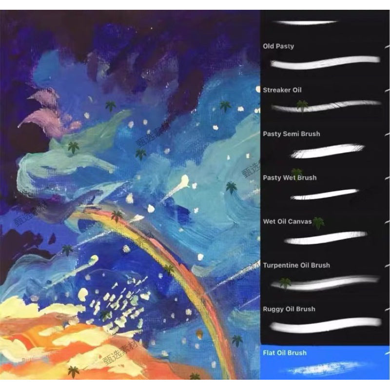 Procreate Set บรัชดินสอสีน้ำมัน+พาเลทสี