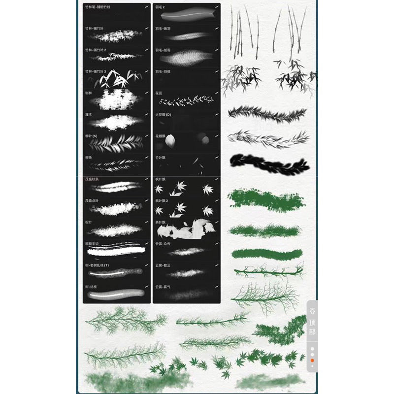 Procreate เซต 376 บรัชดอกไม้ ต้นไม้ พู่กันจีน