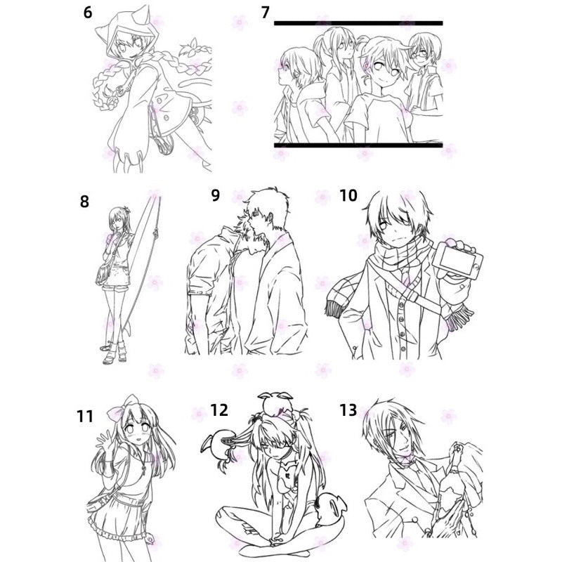 Procreate/Ps 100 บรัชตัวการ์ตูนอนิเมะ (ba2)