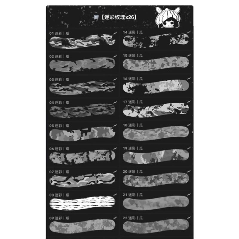 [Procreate/Ps] ลายทหาร ลวดลายอำพรางตัว 26 บรัช