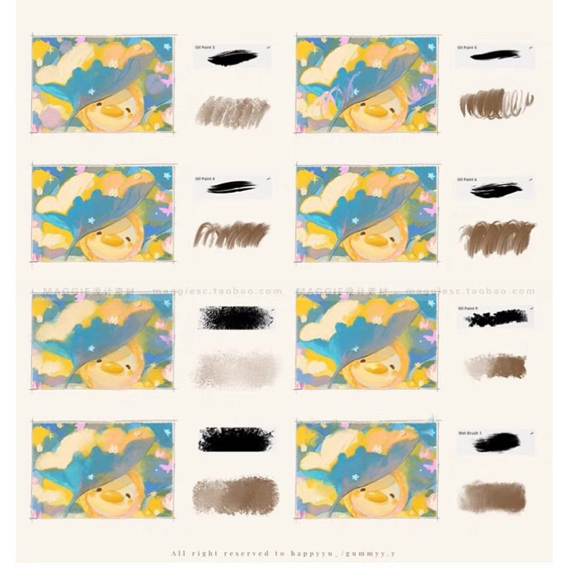 Procreate 25 บรัชสีน้ำมัน เทกเจอร์น่ารัก