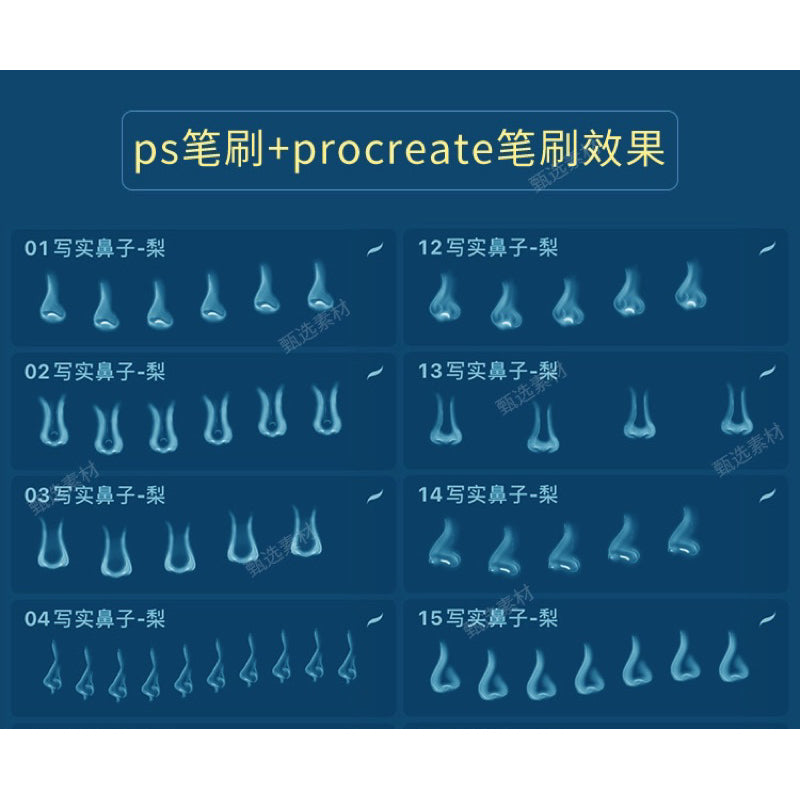 Procreate/Ps 40 บรัช Realistic Nose