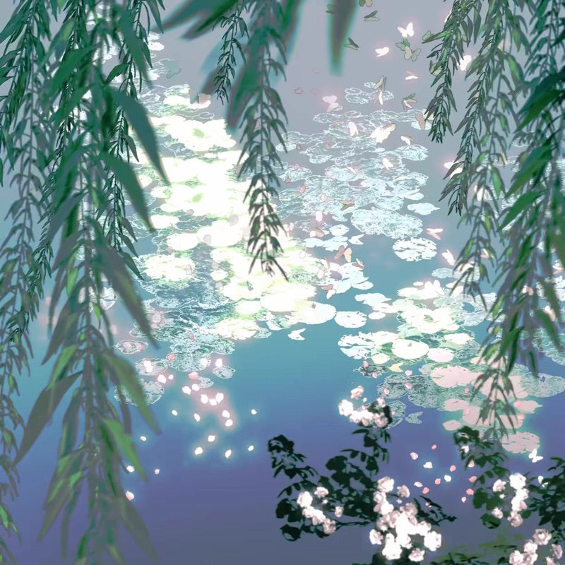 Procreate 40 บรัชดอกวิสทีเรีย กลีบดอก หญ้า ผีเสื้อ