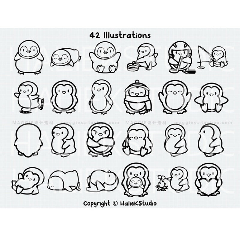 Procreate 42 บรัช Cute Penguins