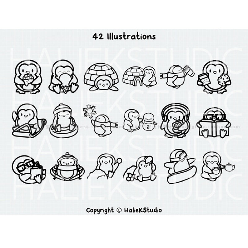 Procreate 42 บรัช Cute Penguins