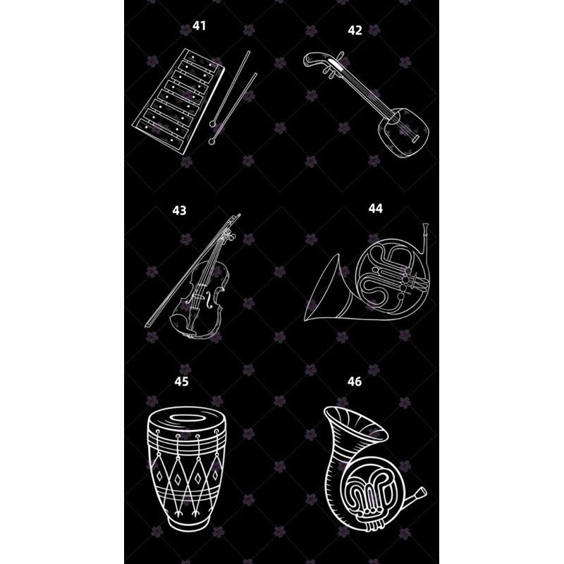 [Procreate/Ps] 52 บรัชเครื่องดนตรีสากล