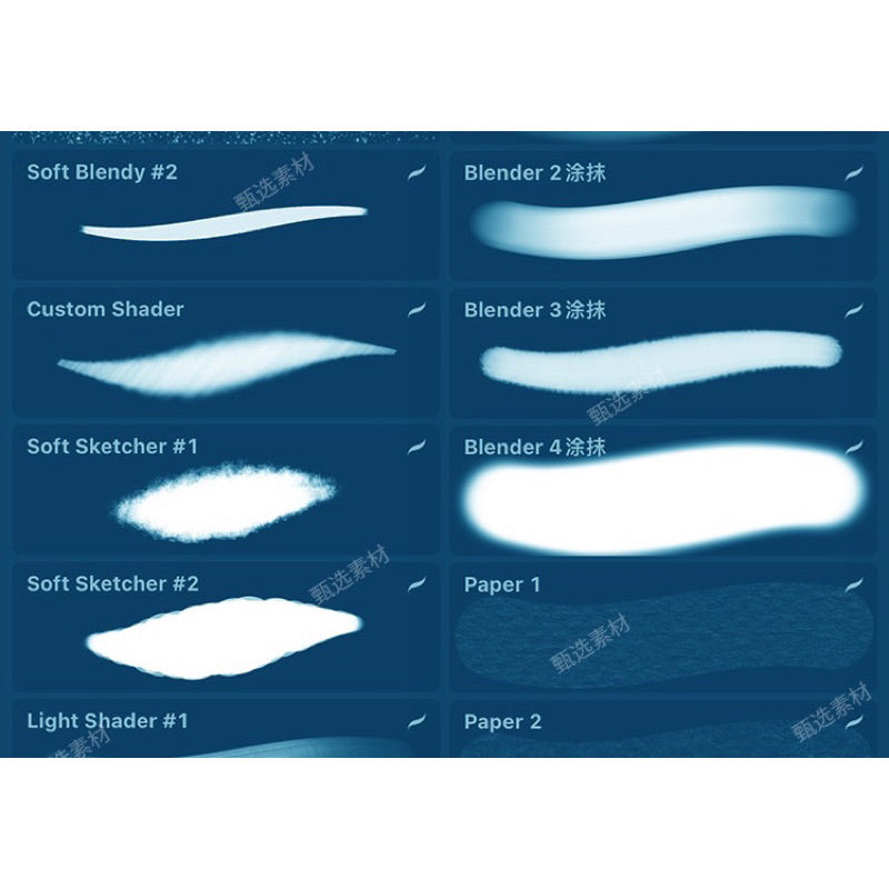 Procreate 50 บรัช Soft Pen painting