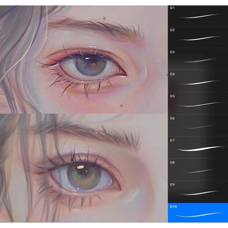 Procreate 10 บรัชวาดขนตา ขนคิ้ว เส้นผม