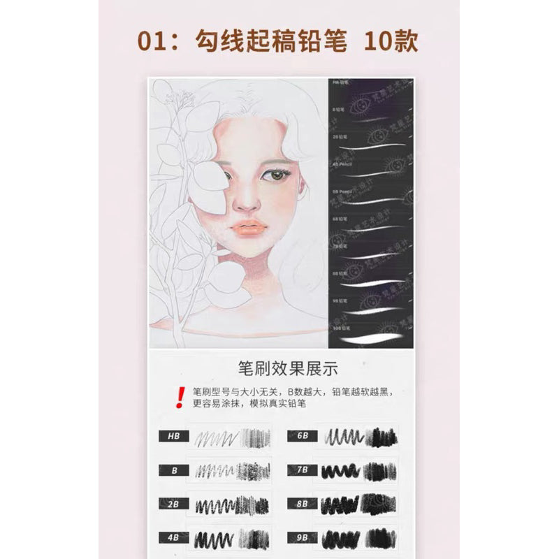 Procreate Set ดินสอสี + 9 พาเลทสี