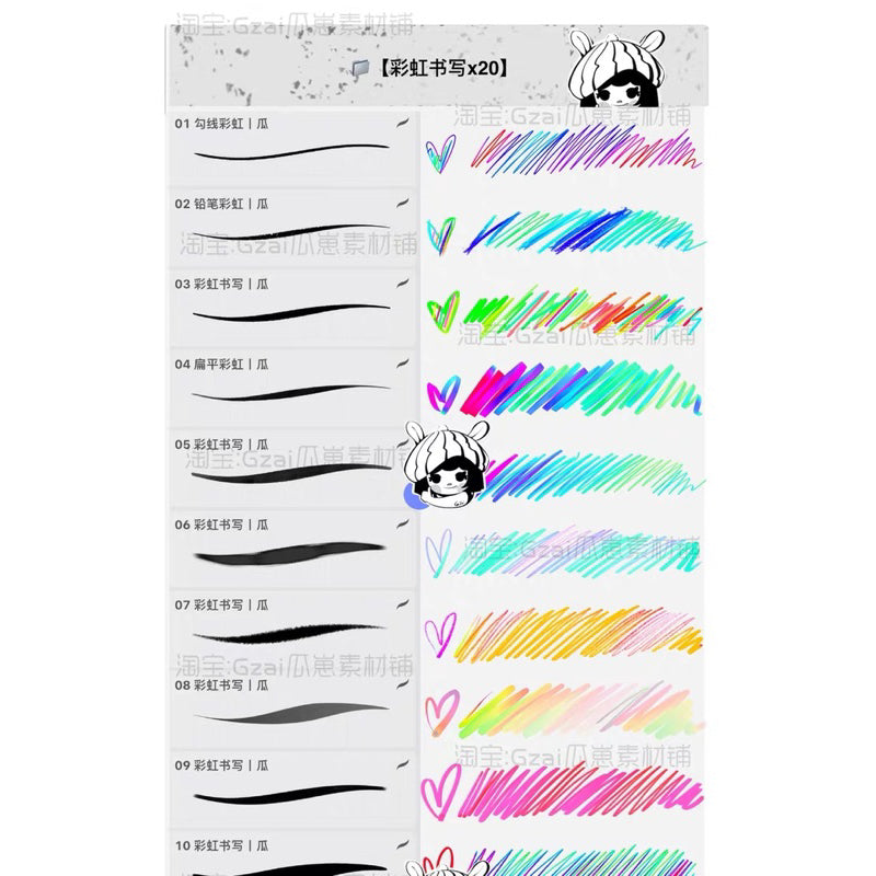 [Procreate Brush] 20 บรัชสีรุ้ง