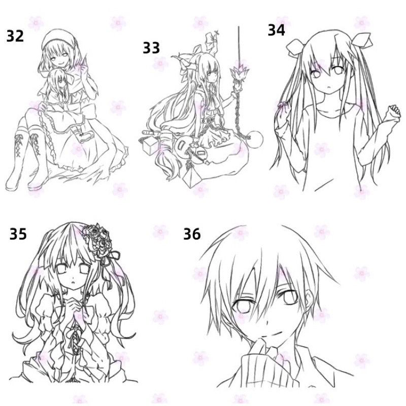 Procreate/Ps 100 บรัชตัวการ์ตูนอนิเมะ (ba2)