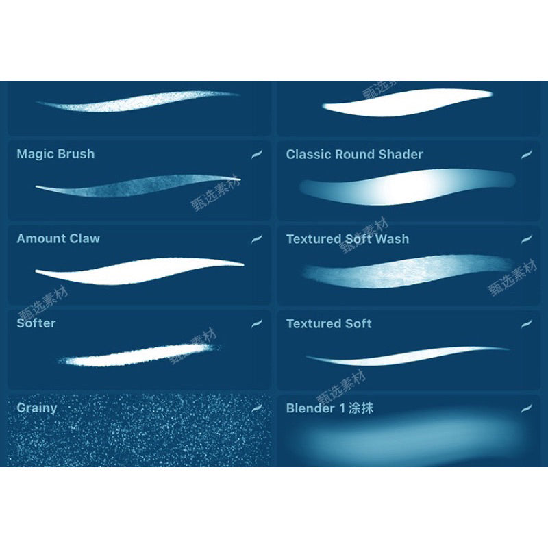 Procreate 50 บรัช Soft Pen painting