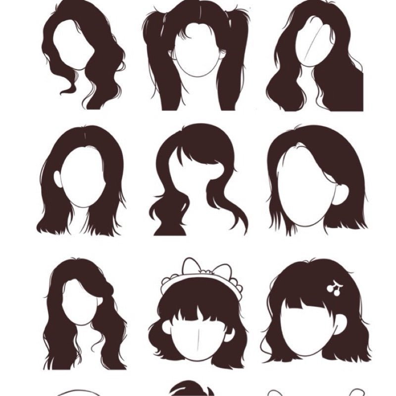 [Procreate] 58 Portrait painting set ทรงผมผู้หญิง