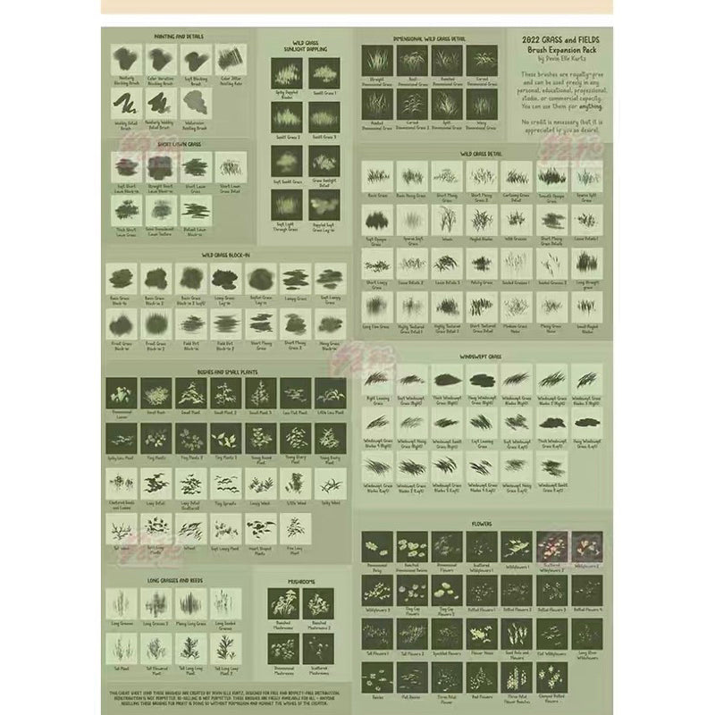 Procreate/Ps 144 บรัชหญ้า สนามหญ้า