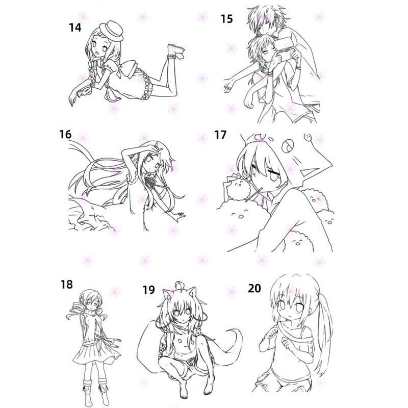 Procreate/Ps 100 บรัชตัวการ์ตูนอนิเมะ (ba2)