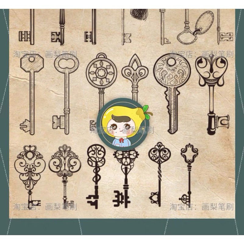 Procreate/Ps 60 บรัช retro key