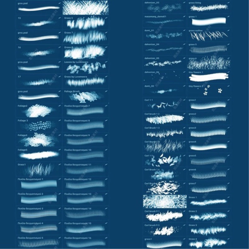 [procreate/ps] 241 บรัชดอกไม้ ใบหญ้า