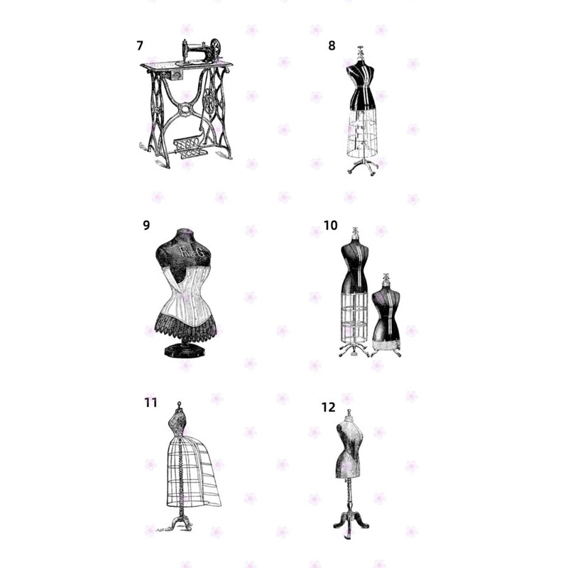 Procreate 20 บรัชเซต Vintage Tailor จักรเย็บผ้า หุ่น กรรไกร