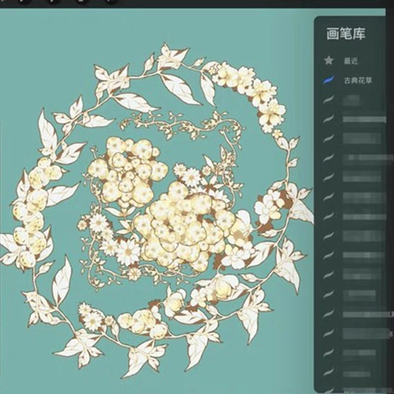 Procreate 25 บรัช Classical flower chain